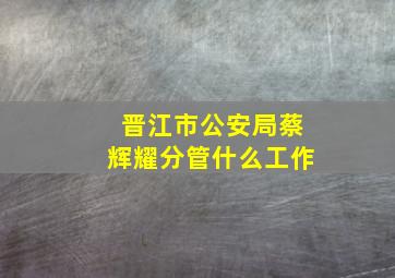 晋江市公安局蔡辉耀分管什么工作