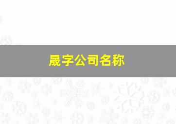 晟字公司名称