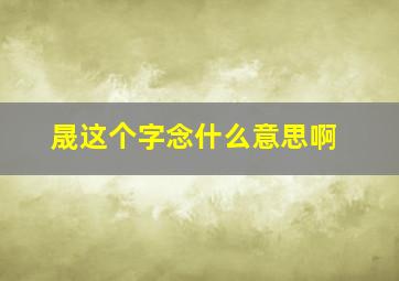 晟这个字念什么意思啊