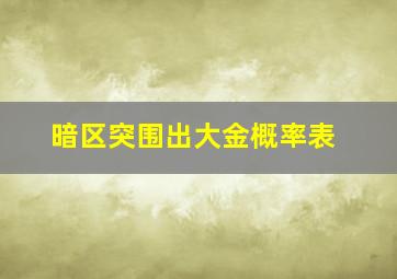 暗区突围出大金概率表