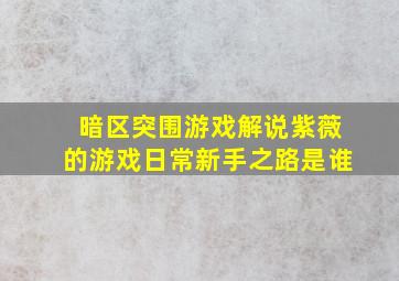 暗区突围游戏解说紫薇的游戏日常新手之路是谁