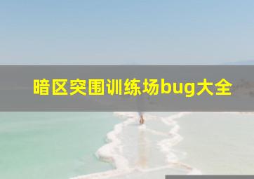 暗区突围训练场bug大全