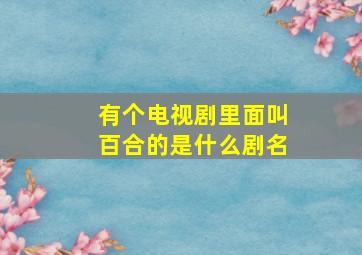 有个电视剧里面叫百合的是什么剧名