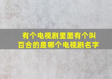 有个电视剧里面有个叫百合的是哪个电视剧名字