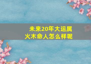 未来20年大运属火木命人怎么样呢