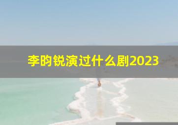 李昀锐演过什么剧2023