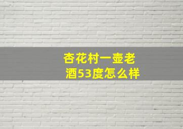 杏花村一壶老酒53度怎么样