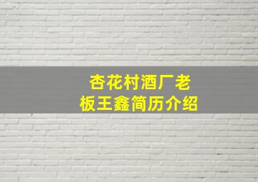 杏花村酒厂老板王鑫简历介绍