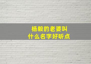 杨毅的老婆叫什么名字好听点