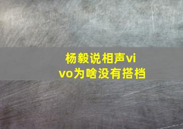 杨毅说相声vivo为啥没有搭档