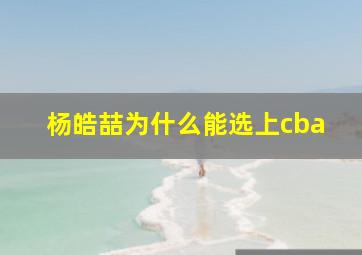 杨皓喆为什么能选上cba