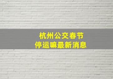 杭州公交春节停运嘛最新消息