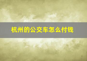 杭州的公交车怎么付钱