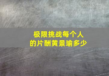 极限挑战每个人的片酬黄景瑜多少