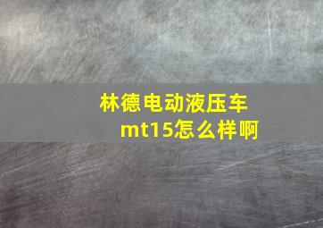 林德电动液压车mt15怎么样啊