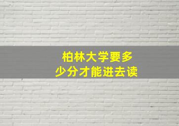 柏林大学要多少分才能进去读