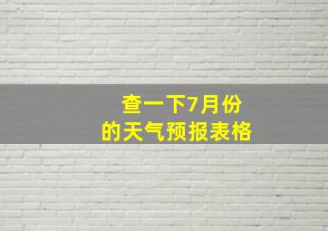 查一下7月份的天气预报表格