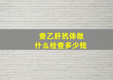 查乙肝抗体做什么检查多少钱