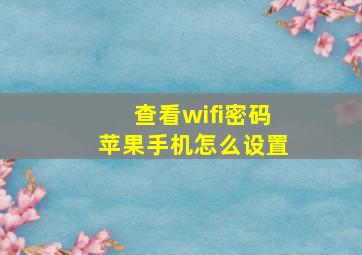 查看wifi密码苹果手机怎么设置