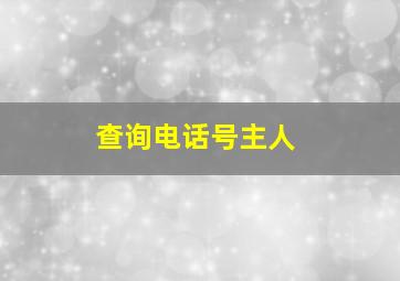 查询电话号主人