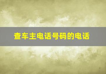 查车主电话号码的电话