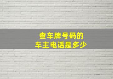 查车牌号码的车主电话是多少