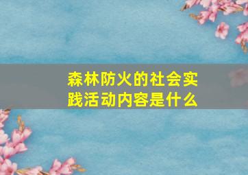 森林防火的社会实践活动内容是什么