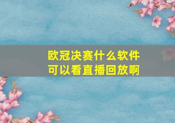 欧冠决赛什么软件可以看直播回放啊