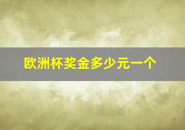 欧洲杯奖金多少元一个