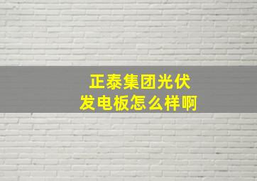 正泰集团光伏发电板怎么样啊