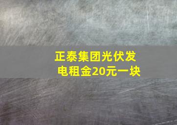 正泰集团光伏发电租金20元一块