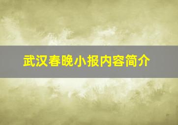 武汉春晚小报内容简介