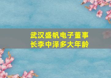 武汉盛帆电子董事长李中泽多大年龄