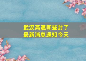 武汉高速哪些封了最新消息通知今天