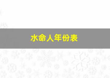 水命人年份表