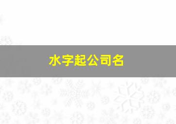 水字起公司名