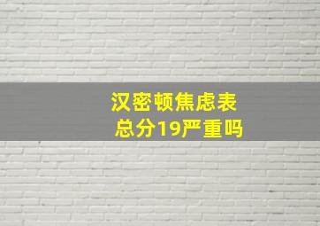 汉密顿焦虑表总分19严重吗