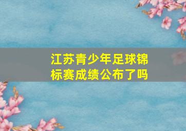 江苏青少年足球锦标赛成绩公布了吗