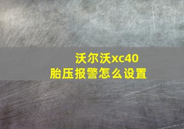 沃尔沃xc40胎压报警怎么设置