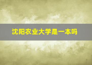 沈阳农业大学是一本吗