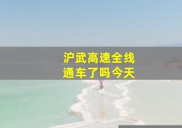 沪武高速全线通车了吗今天