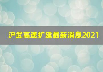 沪武高速扩建最新消息2021