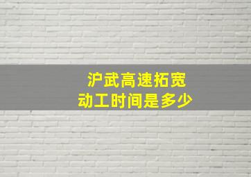 沪武高速拓宽动工时间是多少