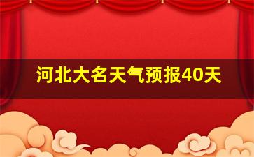 河北大名天气预报40天