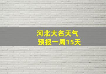 河北大名天气预报一周15天