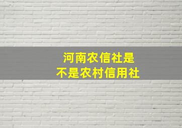 河南农信社是不是农村信用社