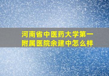 河南省中医药大学第一附属医院余建中怎么样