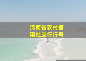 河南省农村信用社支行行号