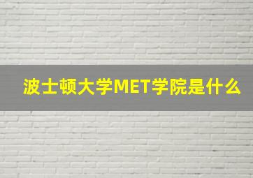 波士顿大学MET学院是什么