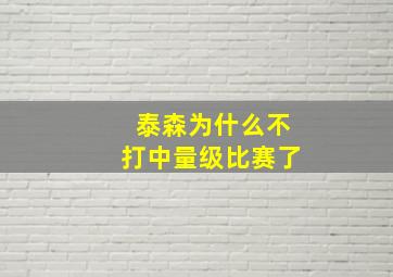 泰森为什么不打中量级比赛了